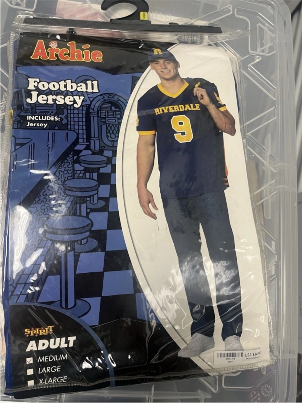 Arche Navy and Yellow Riverdale Football Jersey - Men's medium